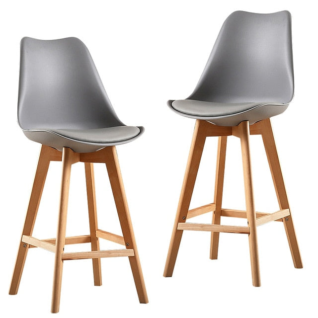 2pc Modern Bar Chair Minimalist Firmly High Stool Wooden Bar Chair Coffee 2pc Modern Bar Chair Minimalist Firmly High Stool Wooden Bar Chair Coffee