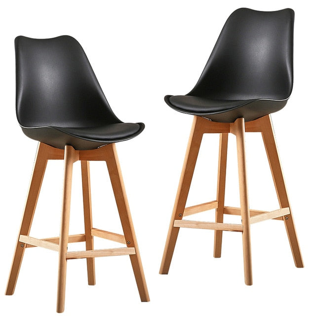 2pc Modern Bar Chair Minimalist Firmly High Stool Wooden Bar Chair Coffee 2pc Modern Bar Chair Minimalist Firmly High Stool Wooden Bar Chair Coffee