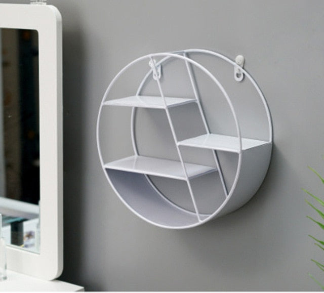Nordic INS Metal Decorative Hanging Shelf Round Hexagon Storage Nordic INS Metal Decorative Hanging Shelf Round Hexagon Storage