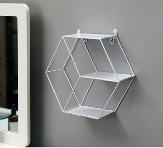 Nordic INS Metal Decorative Hanging Shelf Round Hexagon Storage Nordic INS Metal Decorative Hanging Shelf Round Hexagon Storage