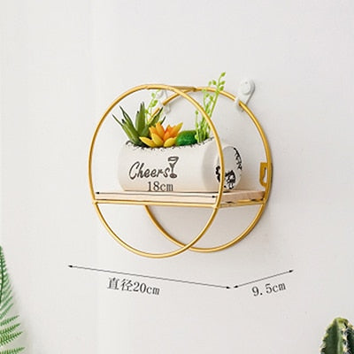 Nordic INS Metal Decorative Hanging Shelf Round Hexagon Storage Nordic INS Metal Decorative Hanging Shelf Round Hexagon Storage