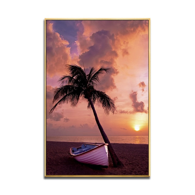 Canvas Painting Seascape Poster Beach Sea Tree Sand Ocean Canvas Painting Seascape Poster Beach Sea Tree Sand Ocean