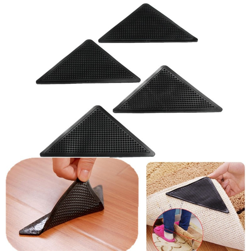 4pcs/Set Reusable Washable Rug Carpet Mat Grippers Non Slip Silicone Grip For Home Bath Living Room 4pcs/Set Reusable Washable Rug Carpet Mat Grippers Non Slip Silicone Grip For Home Bath Living Room