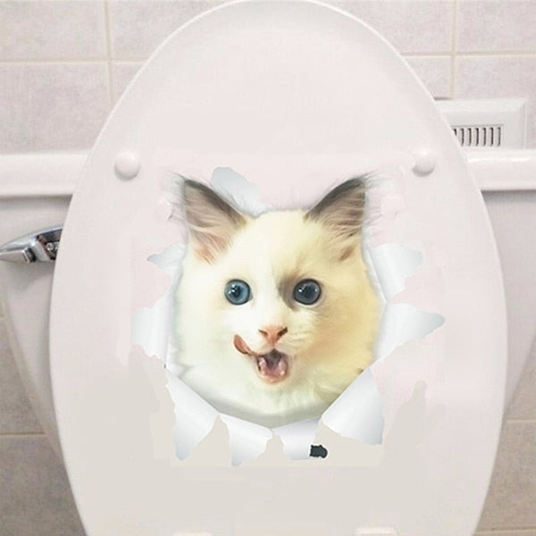 Cats 3D Wall Sticker Toilet Stickers Hole View Vivid Dogs Bathroom Cats 3D Wall Sticker Toilet Stickers Hole View Vivid Dogs Bathroom