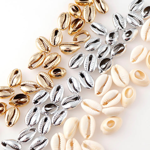 20Pcs 10-17mm Gold/Silver Plated Natural Color Shell