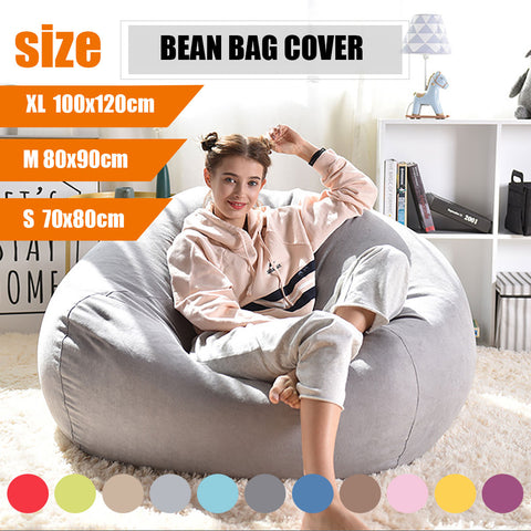 Lazy BeanBag Sofas without Filler Linen Cloth Lounger Seat Bean Bag Cover Chairs Pouf Puff Couch Tatami Living Room Furniture