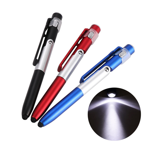 Simple Portable 4-in-1 Flashlight Pen Foldable Ballpoint Pen Stylus