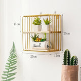 New Wooden Gold Storage Racks Hanging Decor Storage Box Flower Pot House Storage Rack Wall Book Figurines Display Crafts Shelves