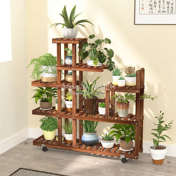 Wooden Flower Rack Plant Stand Multi Flower Stand Shelves Bonsai Display