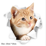 Cats 3D Wall Sticker Toilet Stickers Hole View Vivid Dogs Bathroom