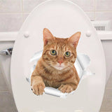 Cats 3D Wall Sticker Toilet Stickers Hole View Vivid Dogs Bathroom