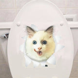 Cats 3D Wall Sticker Toilet Stickers Hole View Vivid Dogs Bathroom