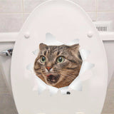 Cats 3D Wall Sticker Toilet Stickers Hole View Vivid Dogs Bathroom