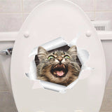 Cats 3D Wall Sticker Toilet Stickers Hole View Vivid Dogs Bathroom