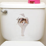 Cats 3D Wall Sticker Toilet Stickers Hole View Vivid Dogs Bathroom