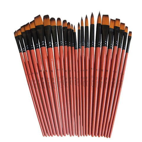 Art Model Paint Nylon Hair Acrylic Oil Watercolour Drawing Art Supplies Brown 6 Pcs Painting Craft Artist Paint Brushes Set