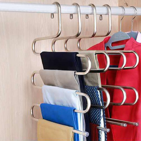 Multi-functional S-type trouser rack stainless steel multi-layer