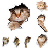 Cats 3D Wall Sticker Toilet Stickers Hole View Vivid Dogs Bathroom